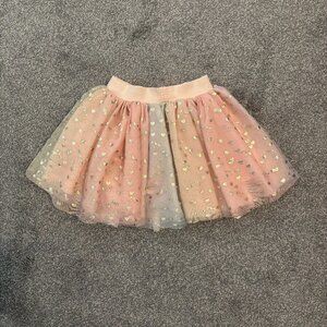Huxbaby pink and blue soft tulle lined skirt with gold hearts